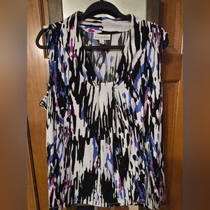 Sleeveless 1X Multi Color Blouse
